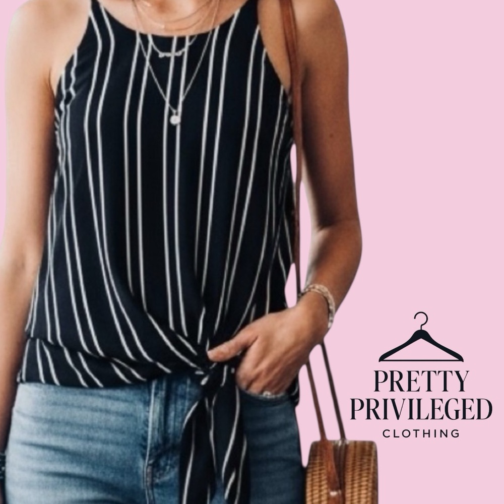 Express Black and White Striped Camisole